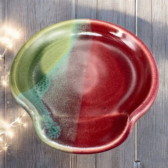 Vintage Hand Made Studio Pottery Spoon Rest Holder Container Artist Signed VTG - Picture 2 of 13